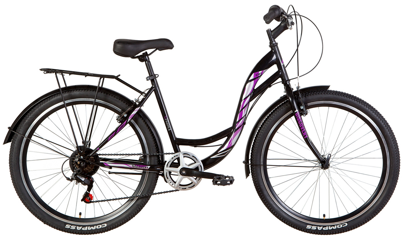 Фотография Велосипед Discovery KIWI Vbr 26" (2021) 2021 Черно-фиолетовый